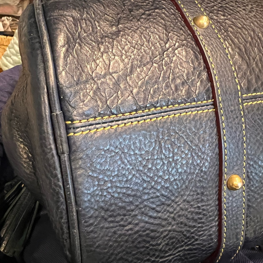 Dooney & Bourke NAVY Florentine Tasseled Pebbled Leather Satchel EUC - Picture 12 of 12